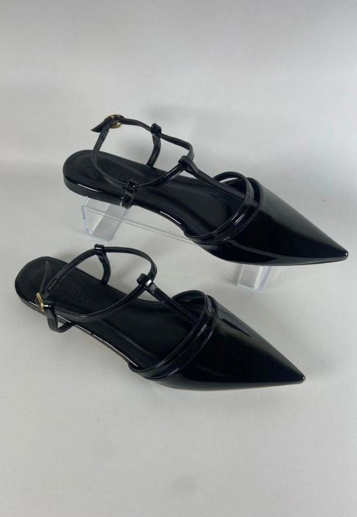 Canca Black Patent Leather Ballerina Shoes