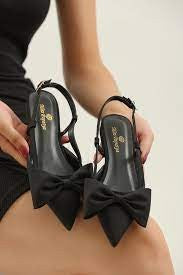 Cenya Black Satin Ballerina Shoes