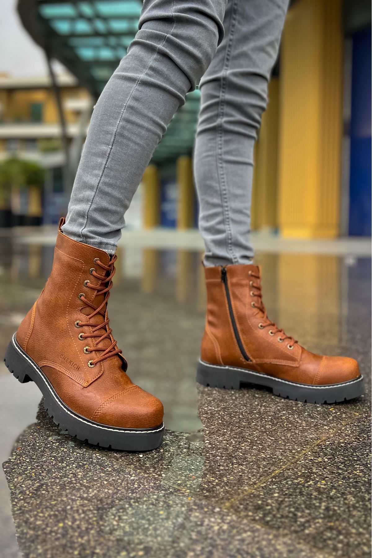 Military Premium Fermuarlı Kışlık Erkek Bot Taba