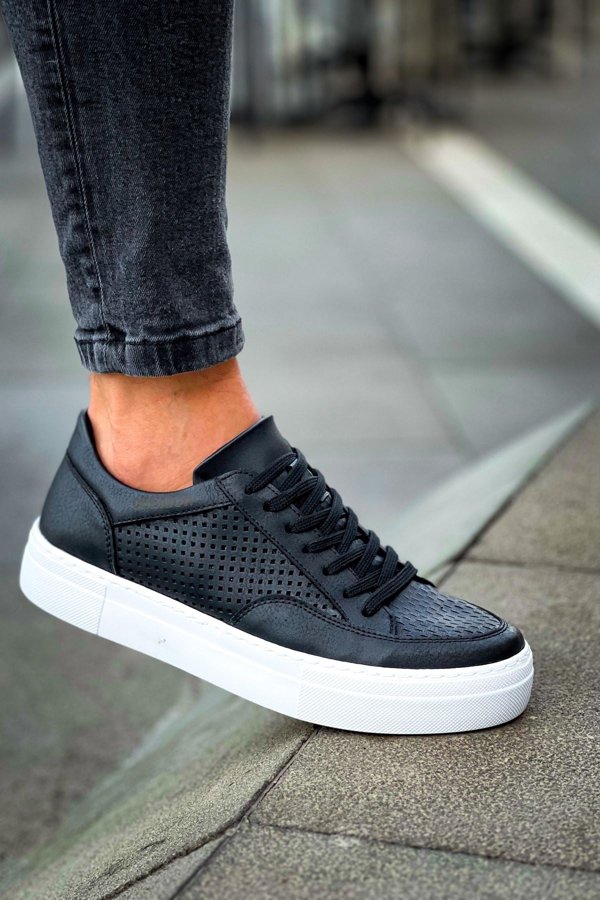 First Edition Premium Erkek Günlük Sneaker Siyah Beyaz