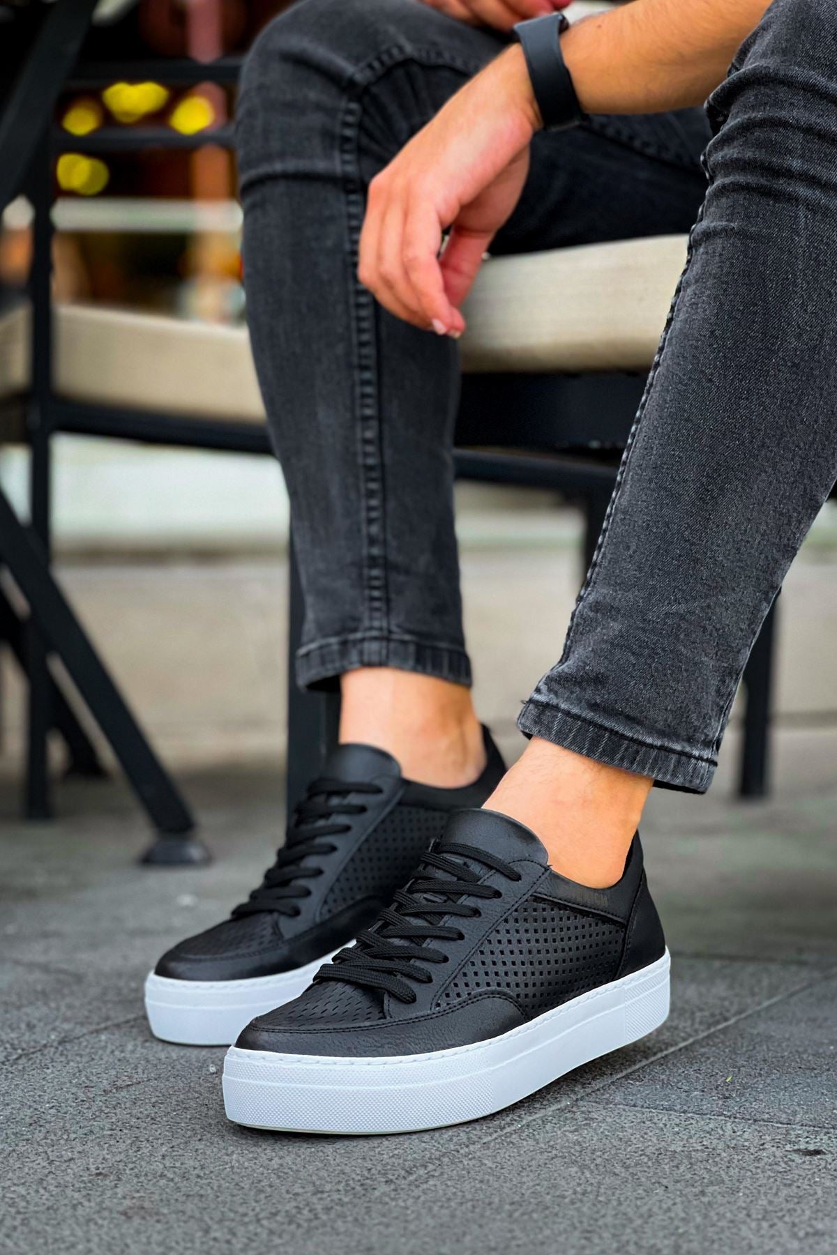 First Edition Premium Erkek Günlük Sneaker Siyah Beyaz