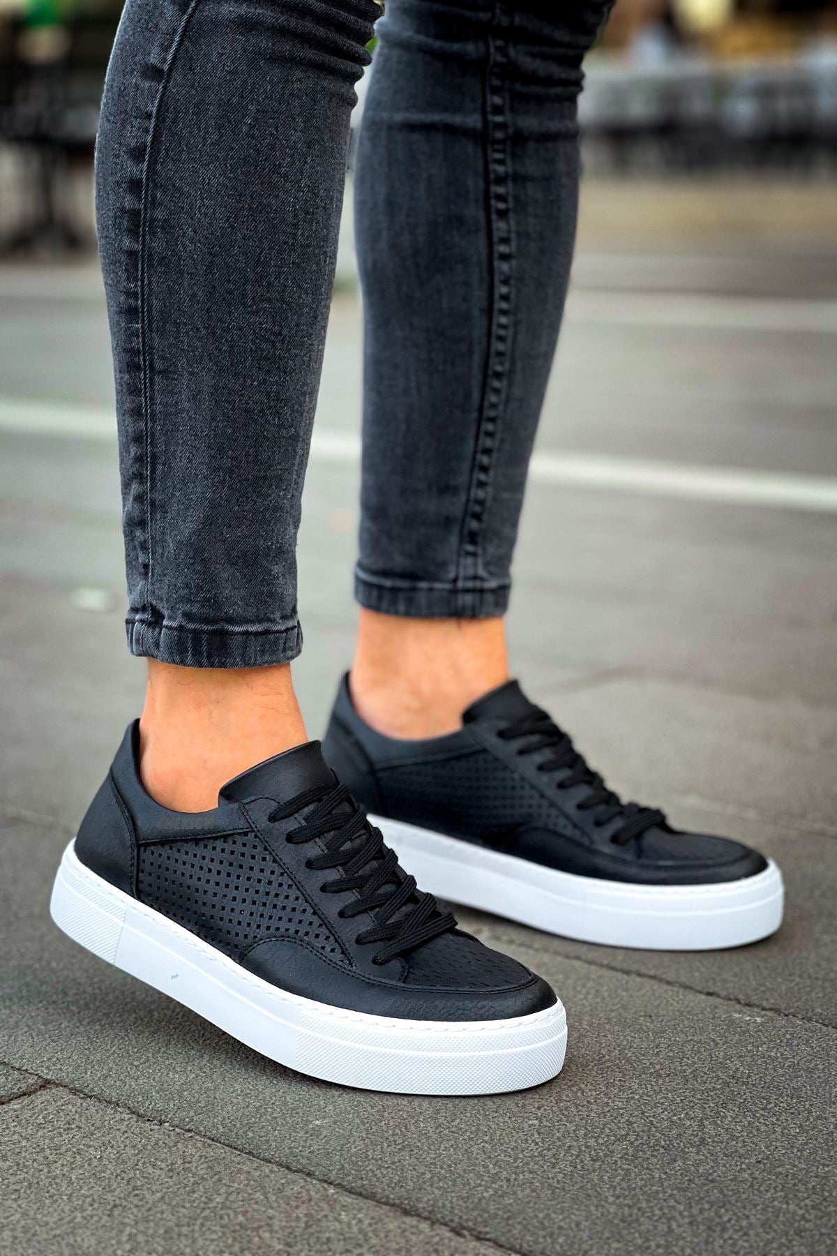 First Edition Premium Erkek Günlük Sneaker Siyah Beyaz