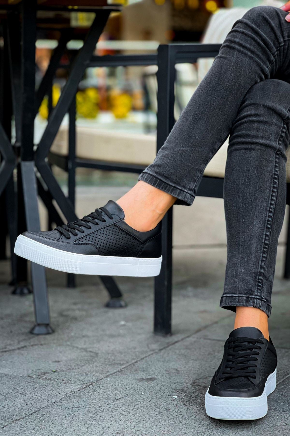 First Edition Premium Erkek Günlük Sneaker Siyah Beyaz