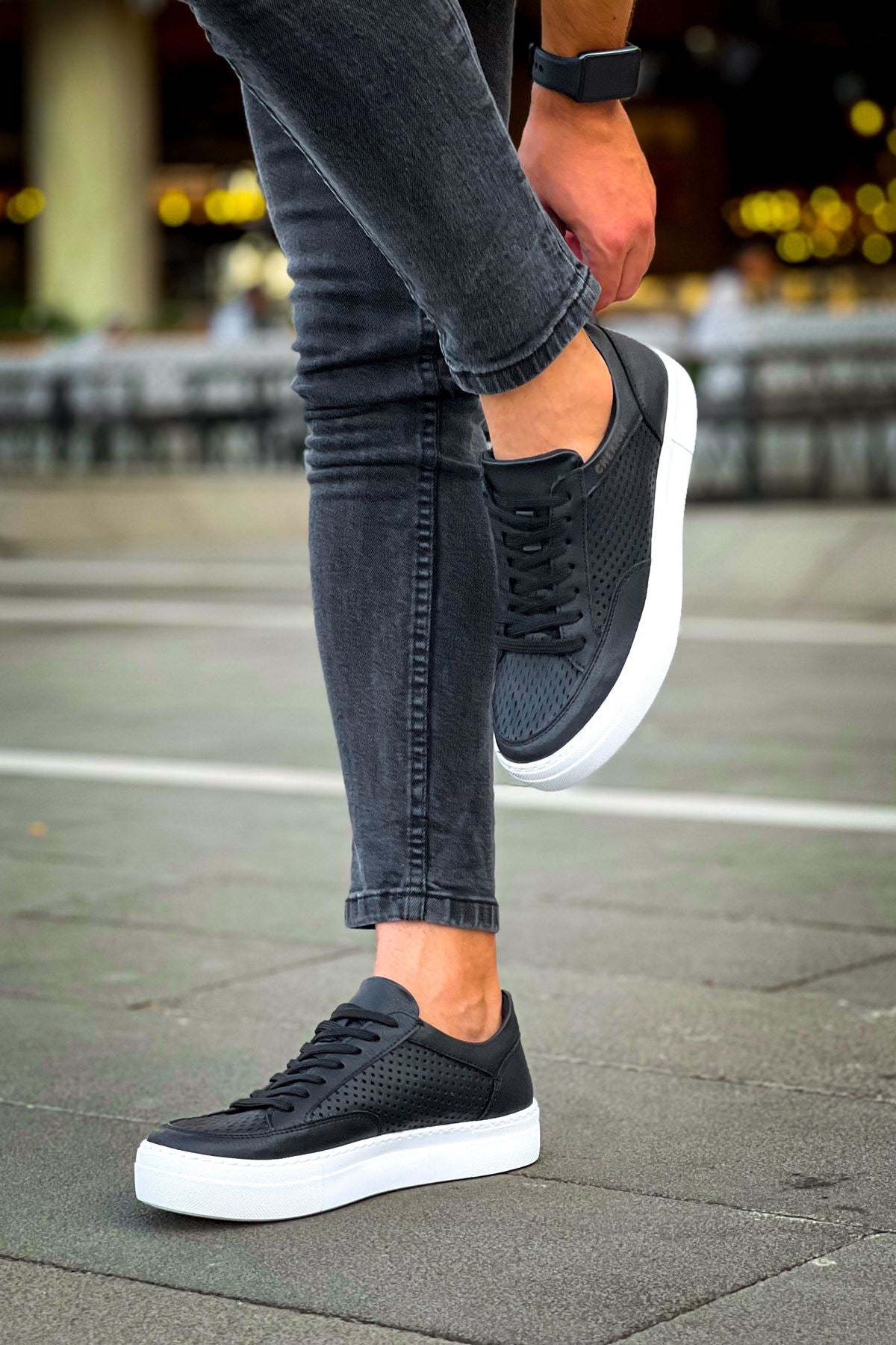 First Edition Premium Erkek Günlük Sneaker Siyah Beyaz