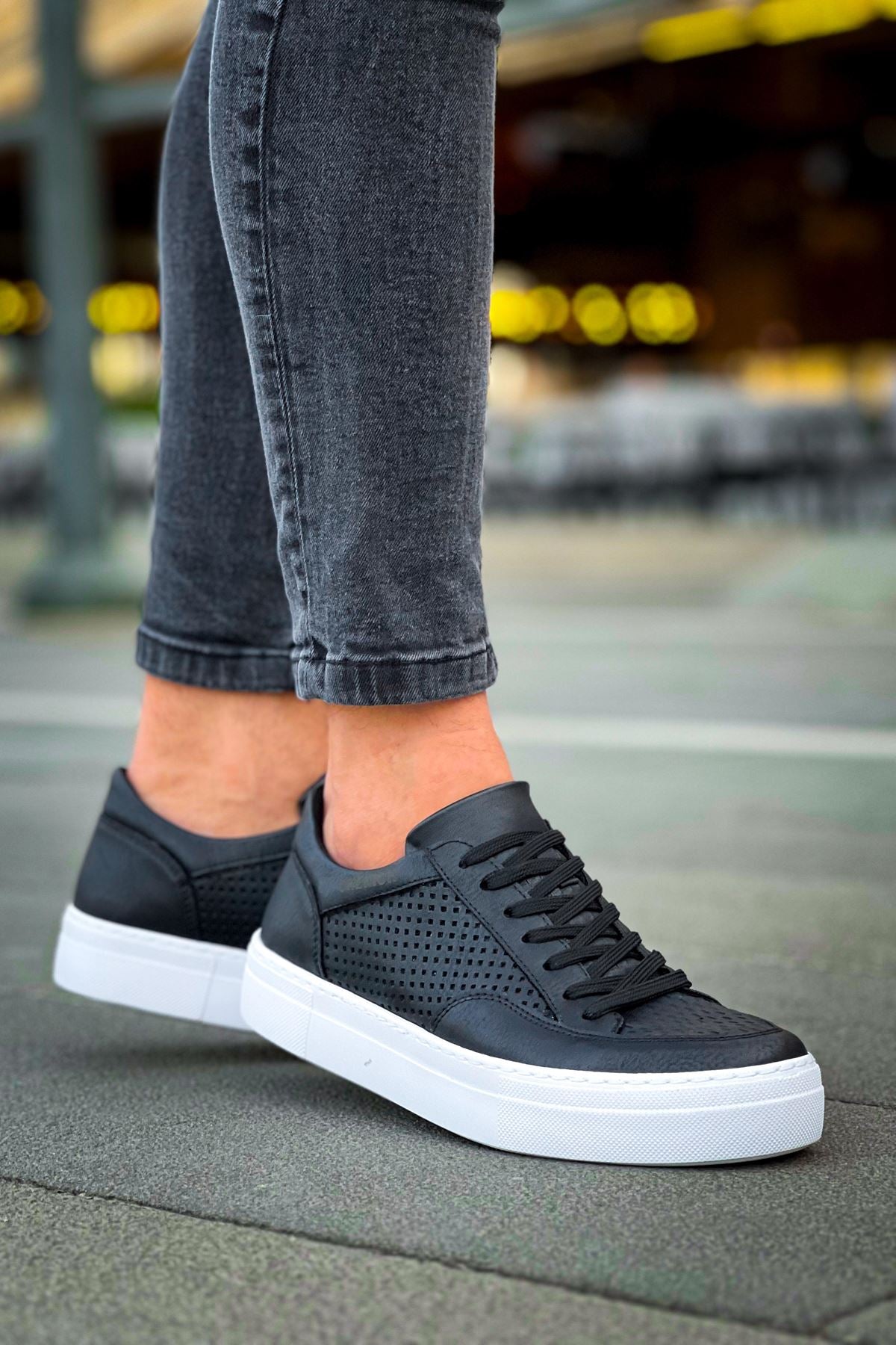 First Edition Premium Erkek Günlük Sneaker Siyah Beyaz