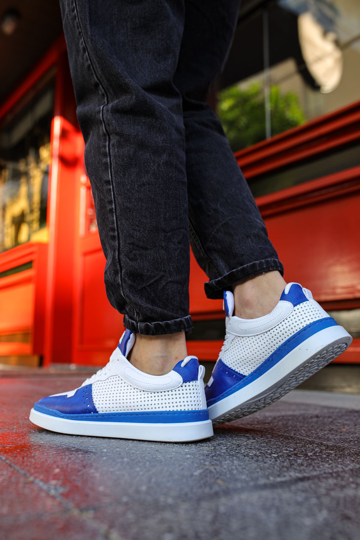 Hercules Günlük Bağcıklı Erkek Spor Ayakkabı Sax Beyaz