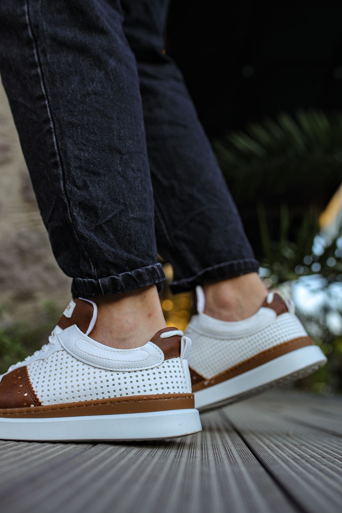 Hercules Günlük Bağcıklı Erkek Spor Ayakkabı Taba Beyaz