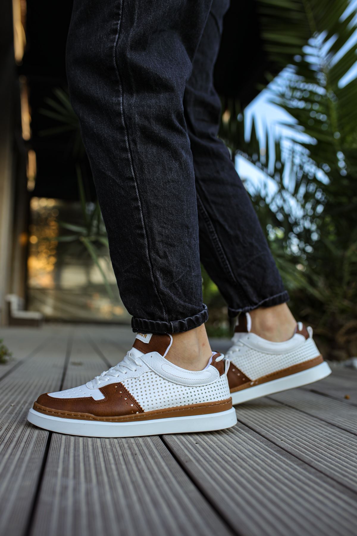 Hercules Günlük Bağcıklı Erkek Spor Ayakkabı Taba Beyaz