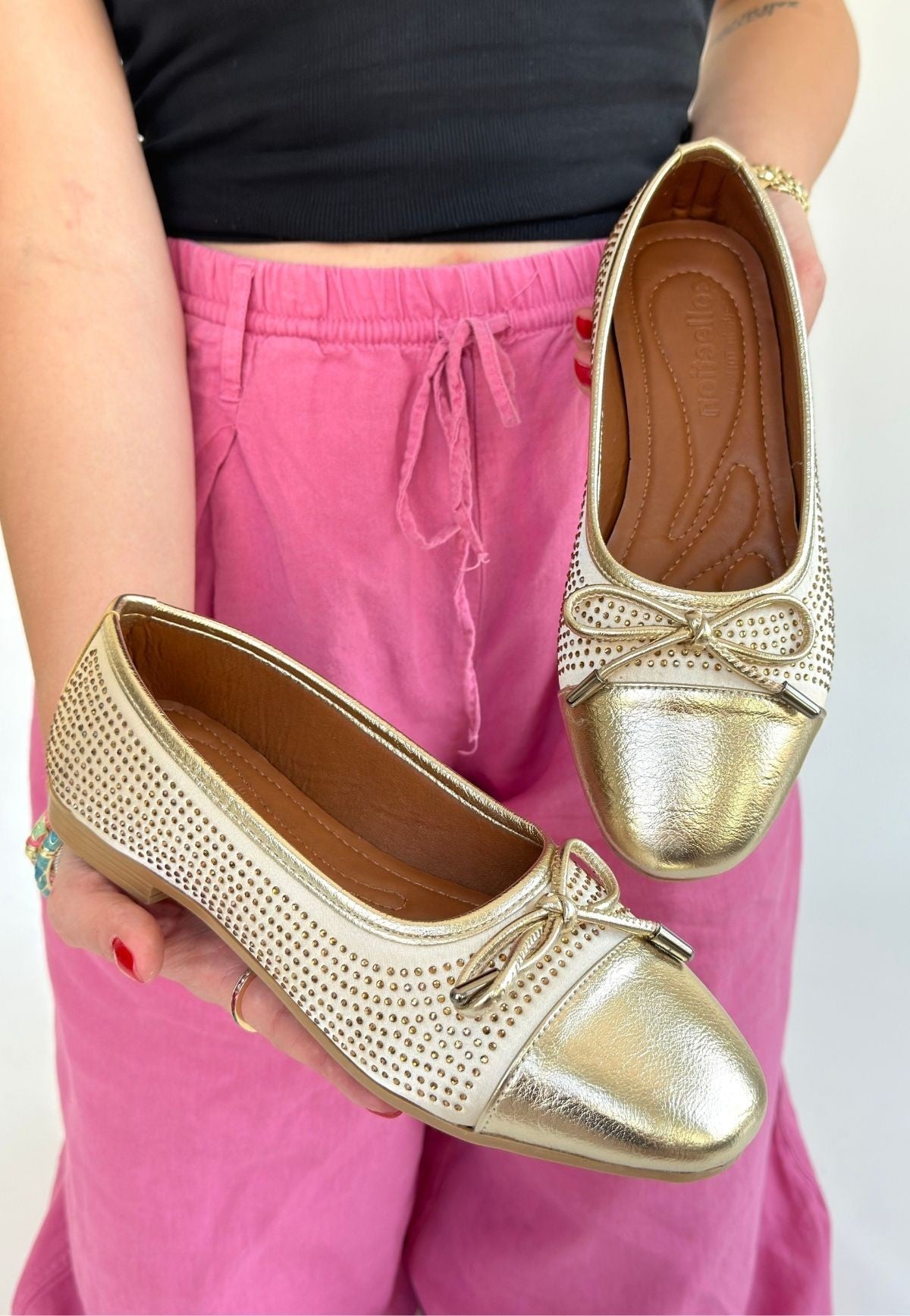 Etya Gold Orthopedic Ballerinas