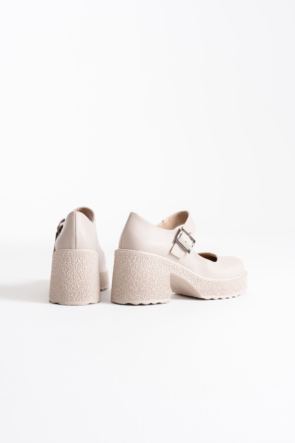 Helen Premium Kadın Bej Dolgu Topuklu Ayakkabı