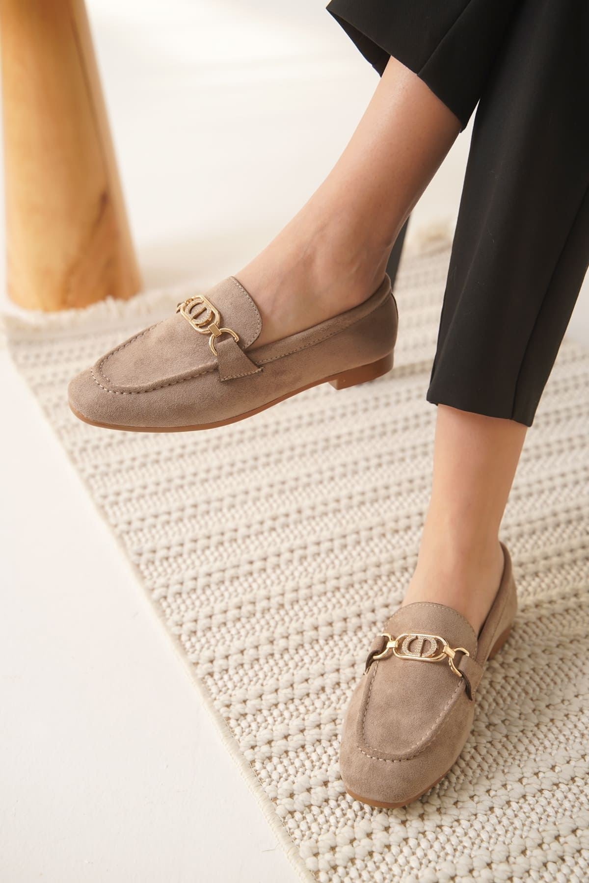 Hera Premium Kadın Süet Vizon Günlük Babet