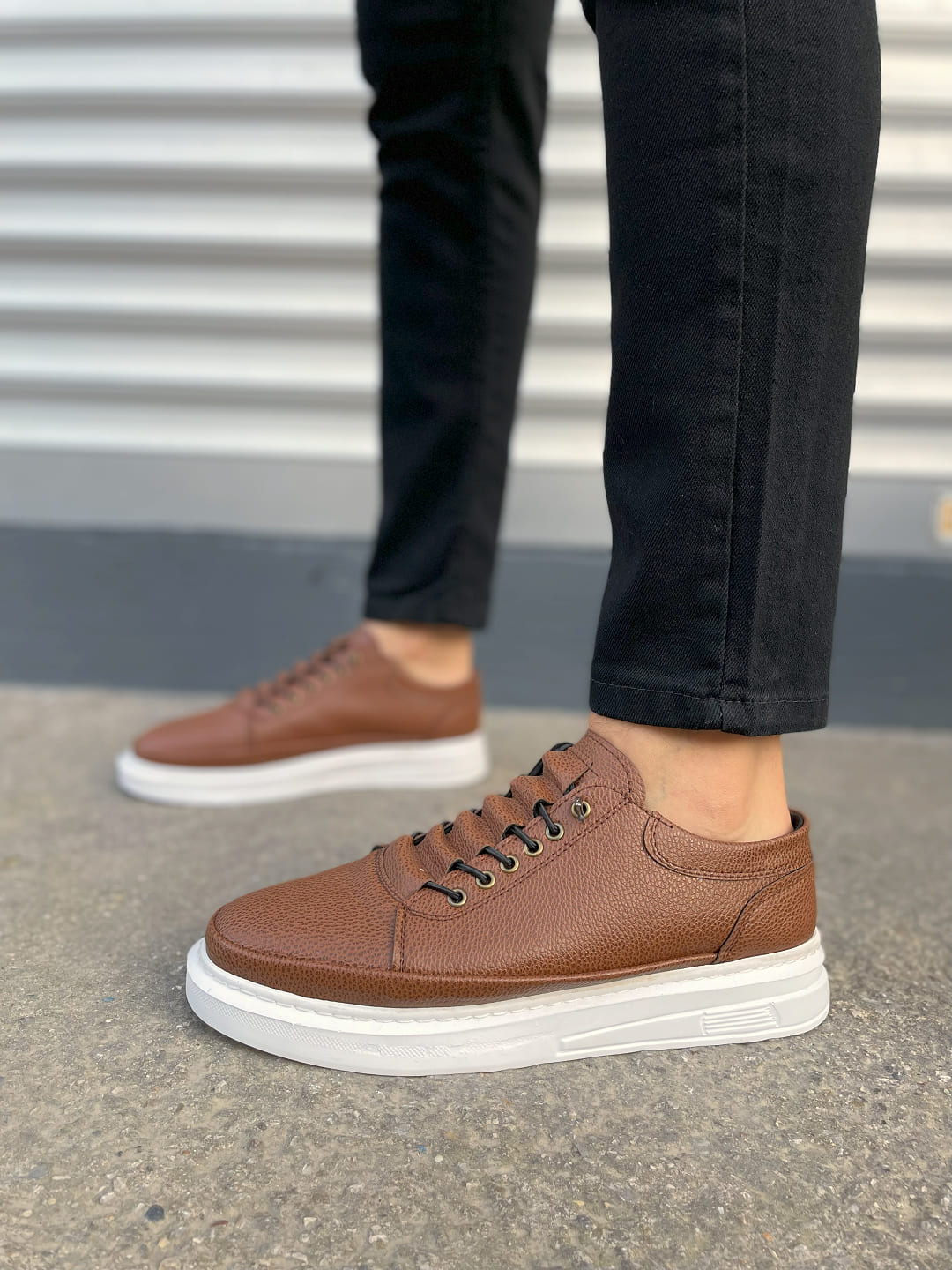 JY0535 Prime Lace-Up Men's Sneakers - Tan White