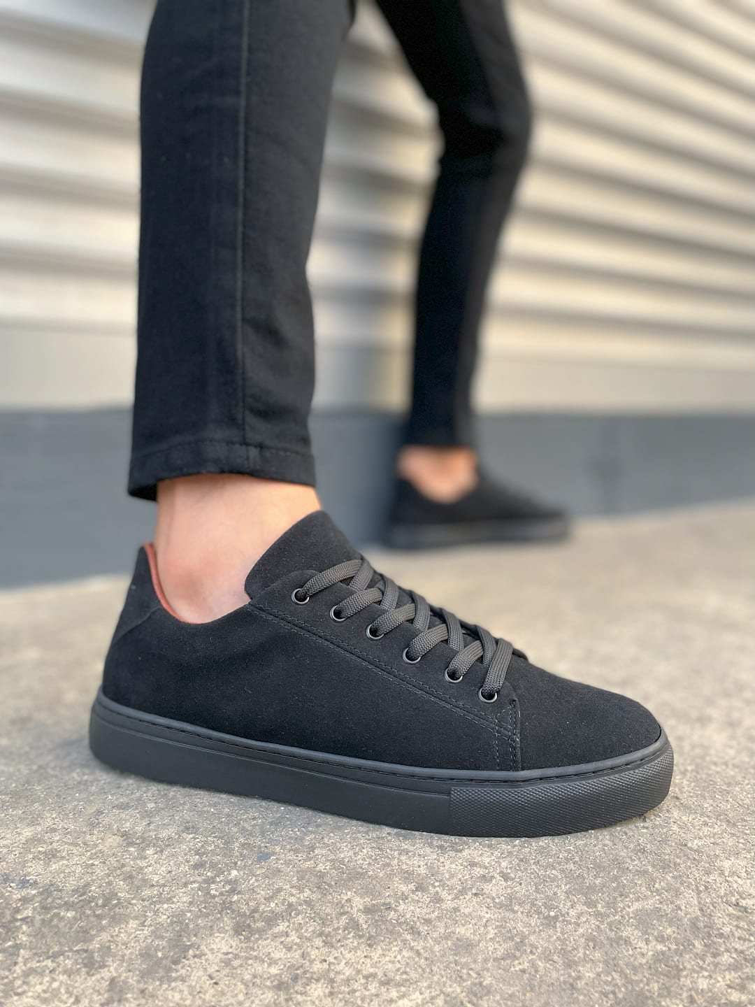 JY122 Mode Bağcıklı Günlük Erkek Sneaker - Süet Siyah