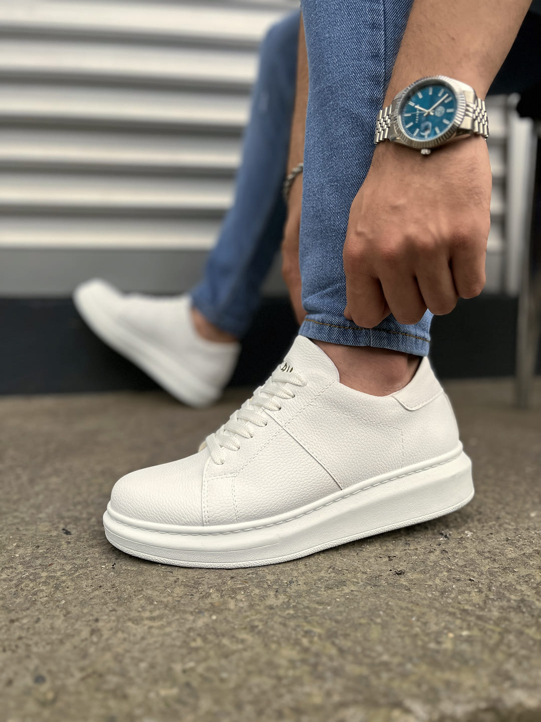 JY151 Boost Bağcıklı Erkek Günlük Sneaker Ayakkabı - Beyaz