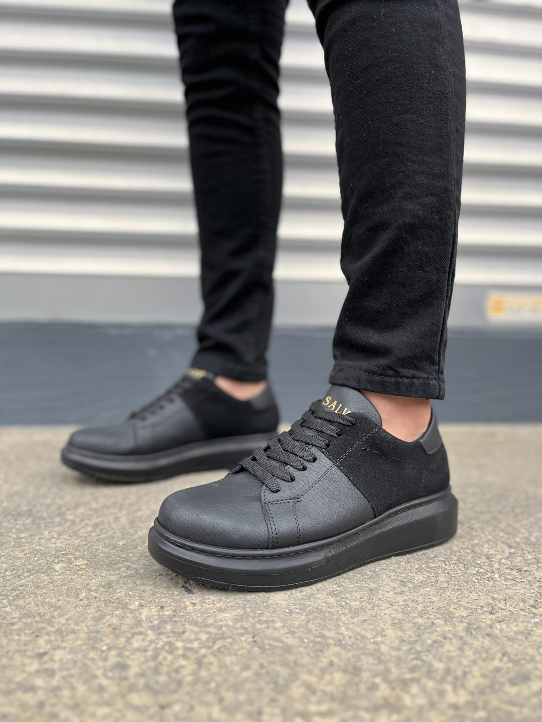 JY151 Boost Bağcıklı Erkek Günlük Sneaker Ayakkabı - Süet Siyah