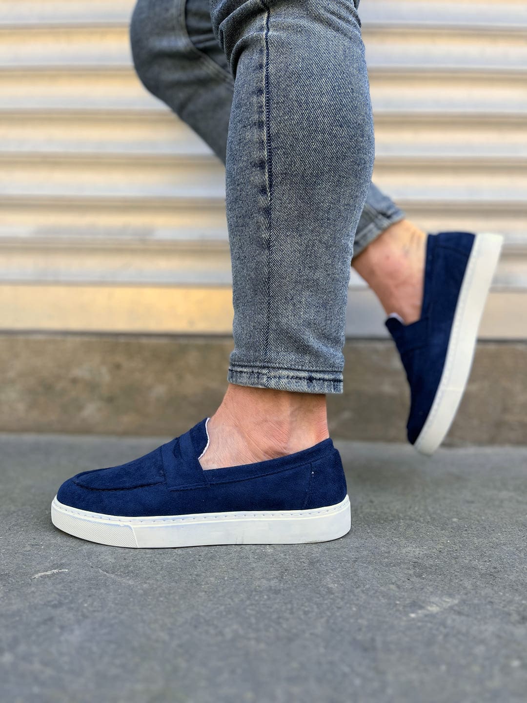 JY180 Estilo X Bağcıksız Süet Erkek Günlük Spor Klasik Ayakkabı - Lacivert