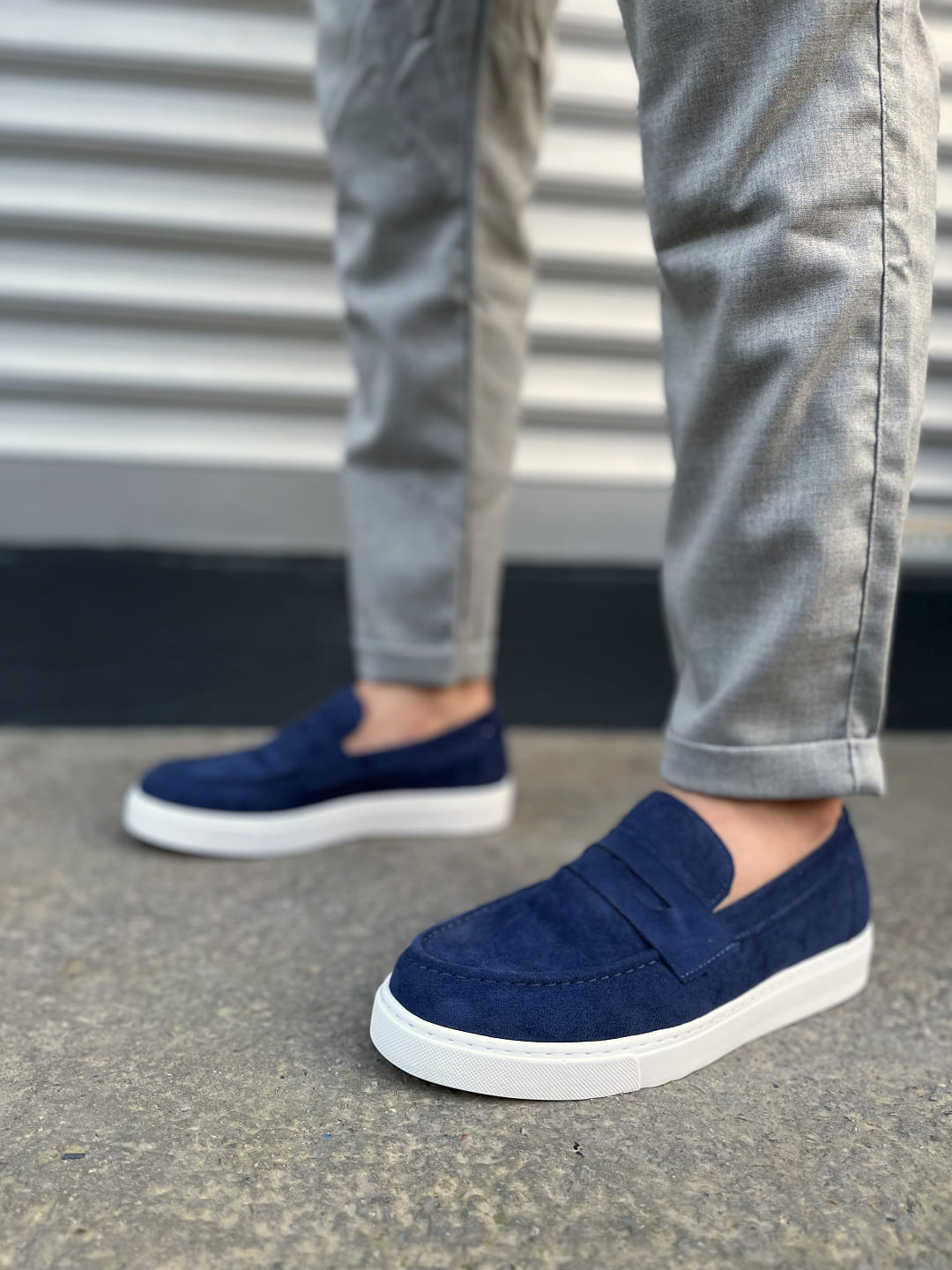 JY180 Estilo X Bağcıksız Süet Erkek Günlük Spor Klasik Ayakkabı - Lacivert