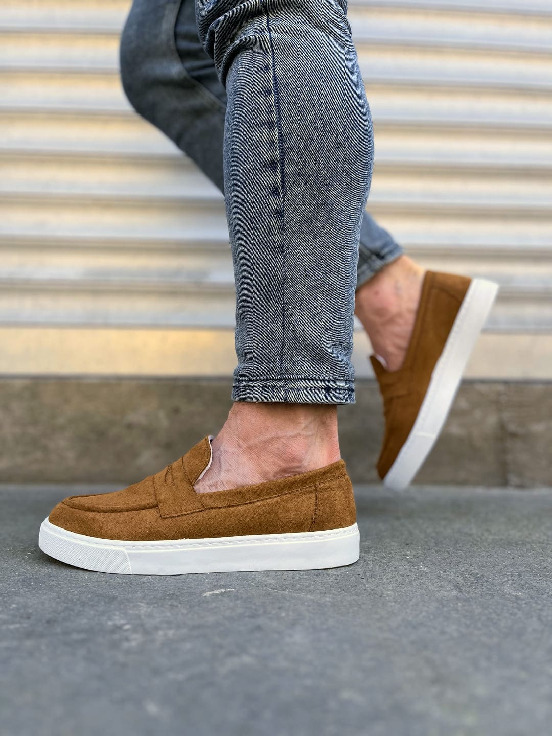 JY180 Estilo X Bağcıksız Süet Erkek Günlük Spor Klasik Ayakkabı - Taba