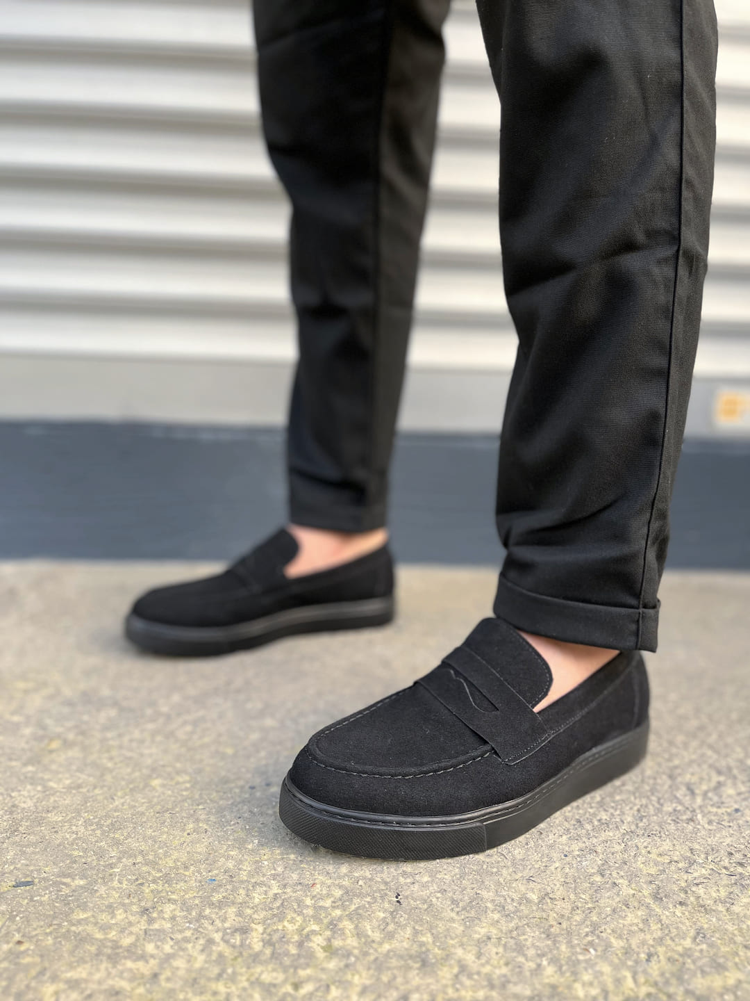 JY180 Estilo X Bağcıksız Süet Erkek Günlük Spor Klasik Ayakkabı - Siyah