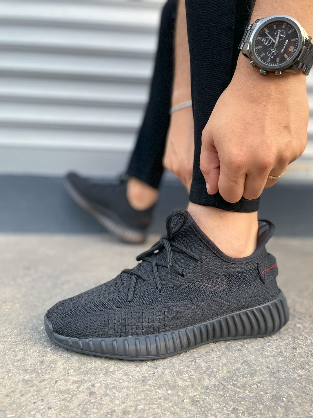 JY305 Pulse Bağcıklı Triko Unisex Günlük Spor Ayakkabı - Siyah