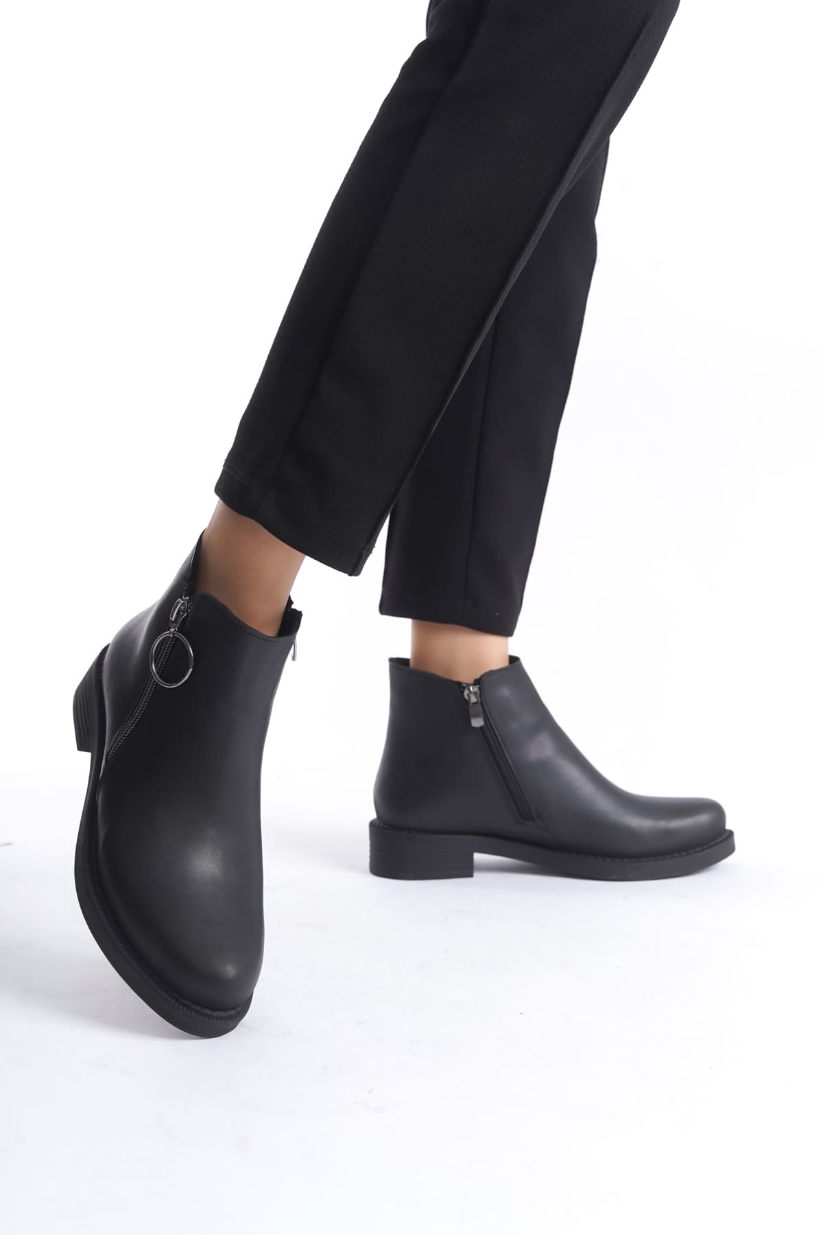 MARGARET Zippered Orthopedic Sole Heeled Women's Boots - Black