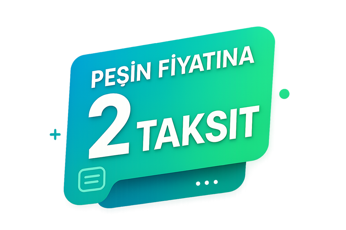 "Peşin Fiyatına 2 Taksit" yazılı bir metin. ürün detay sayfasında yer verilecek bu metne. o alana uygun olsun. dikkat çekici olsun