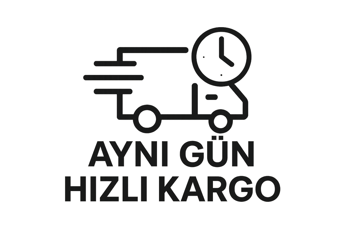 siyah beyaz temalı şık "Aynı Gün Hızlı Kargo" iconu.
şeffaf arka planlı olsun