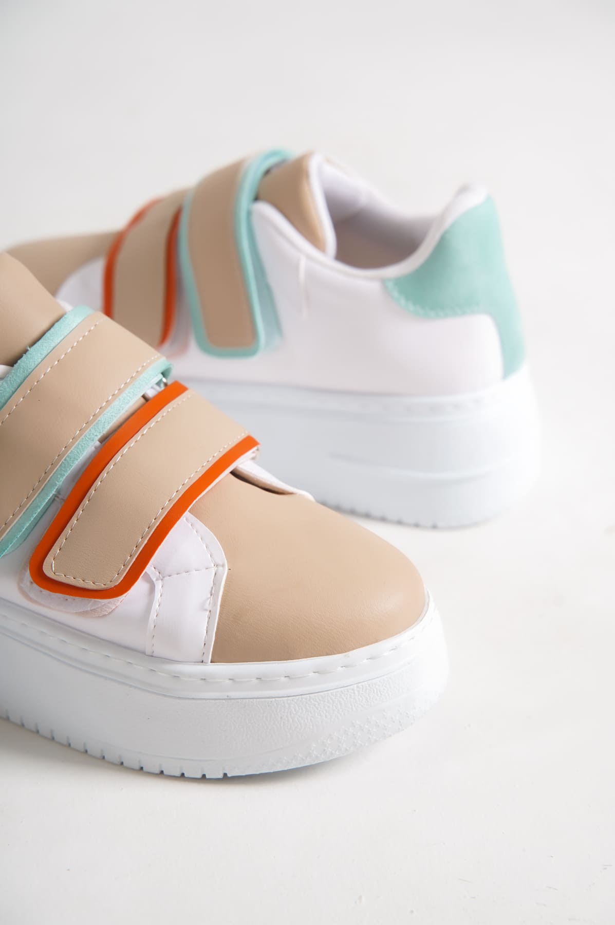 VALENCIA Cırt Cırtlı Ortopedik Taban Kadın Sneaker - Ten Mavi