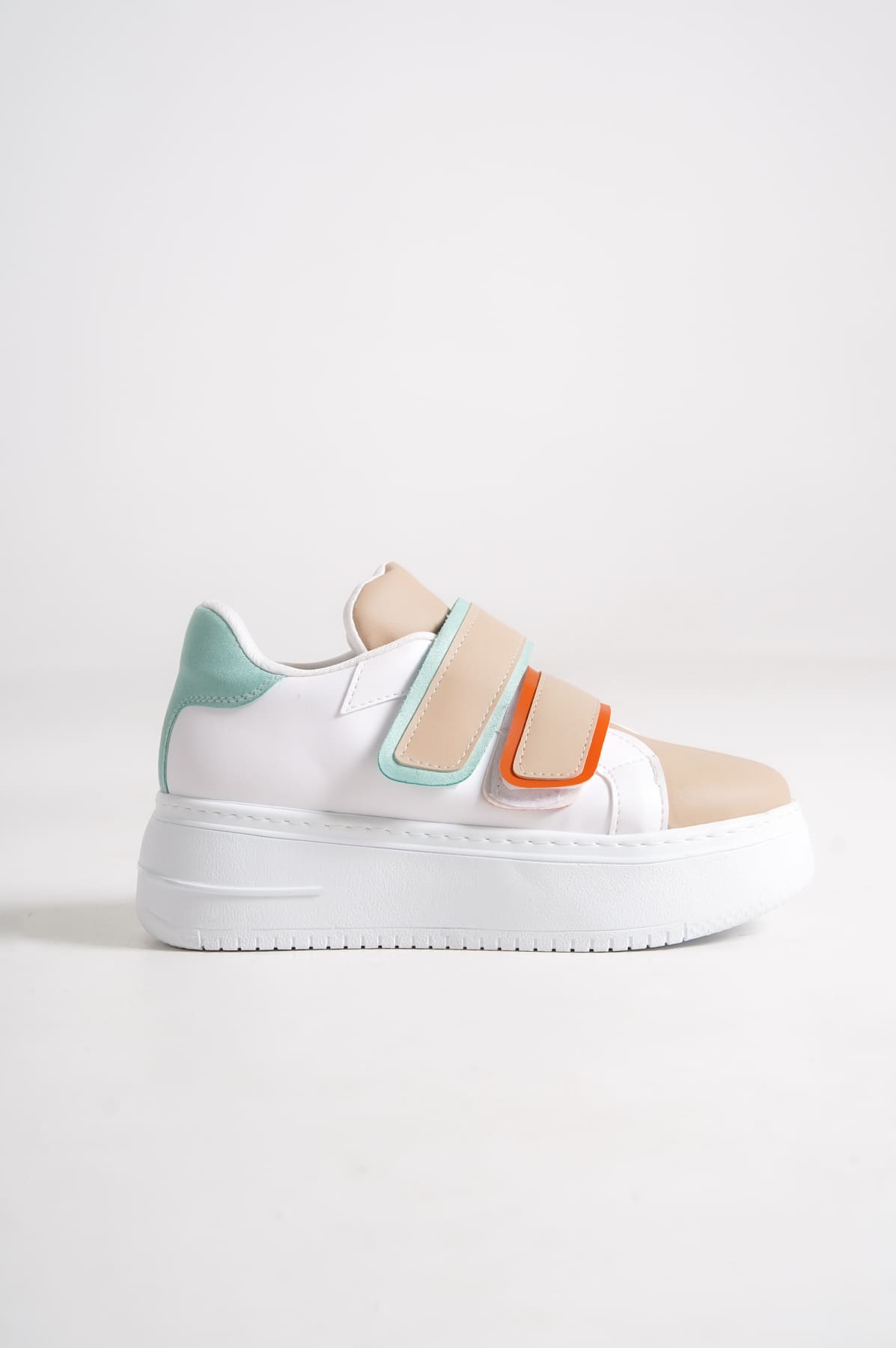 VALENCIA Cırt Cırtlı Ortopedik Taban Kadın Sneaker - Ten Mavi