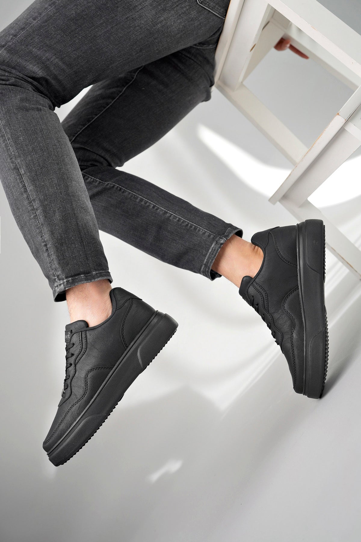 Jack Günlük Rahat Kalın Taban Siyah Erkek Spor Ayakkabı