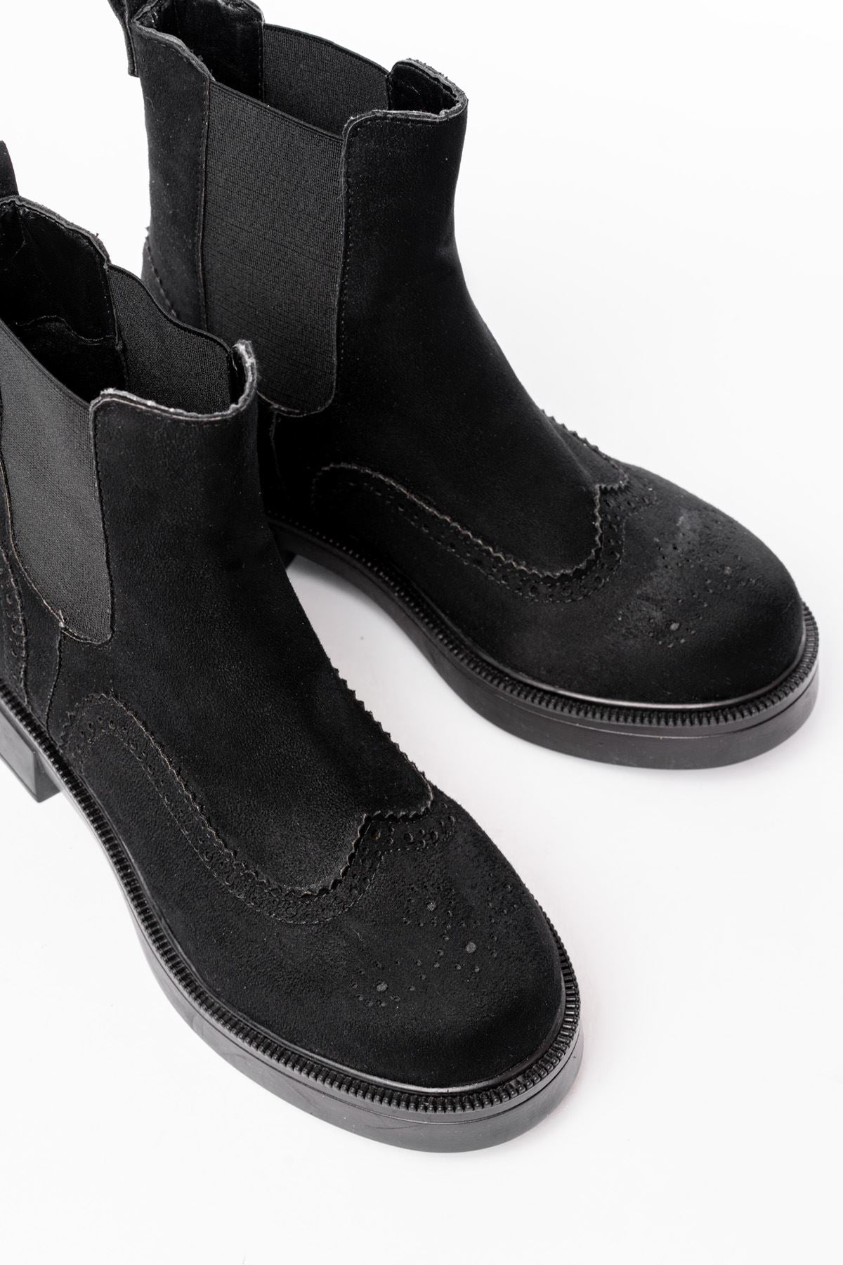 ZRİN02-2002 Premium Siyah Süet Lastikli Günlük Kadın Bot