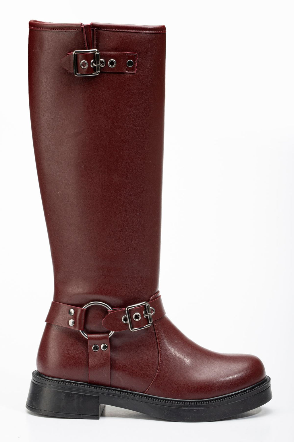 ZRİNX-312 Premium Bordo Toka Aksesuarlı Fermuarlı Günlük Kadın Çizme