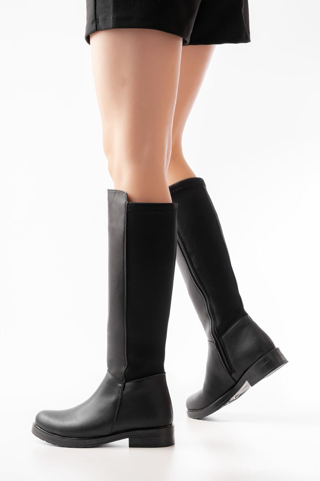 ZRİN165-305 Premium Siyah Arka Streç Fermuarlı Günlük Kadın Çizme