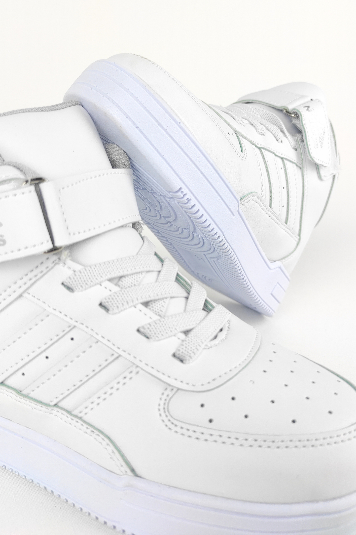 Nd-09 High Neck Velcro Kids White Basket Sport Shoes