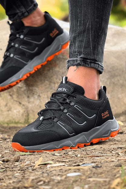 J24 Waterproof Erkek Trekking Outdoor Spor Ayakkabı Siyah Oranj