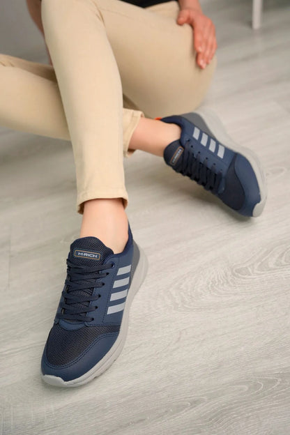 Four Orthopedic Sole Comfortable Women's Navy Sports Shoes
