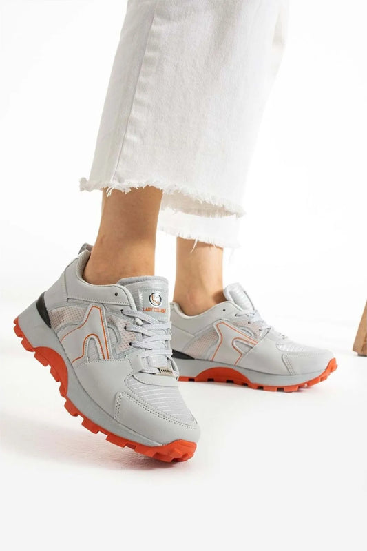 Rio Ortopedik Taban Premium Bağcıklı Buz Oranj Kadın Sneaker