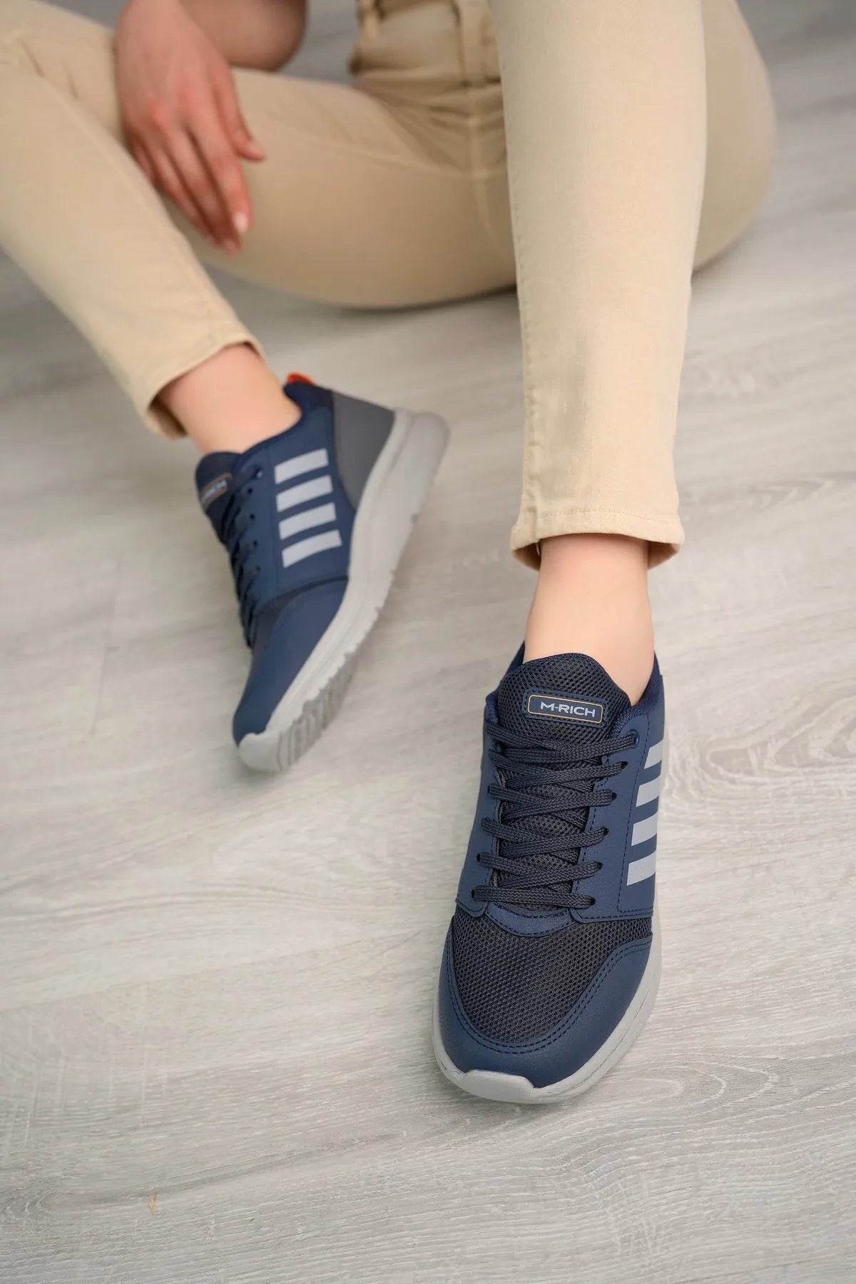 Four Orthopedic Sole Comfortable Women's Navy Sports Shoes