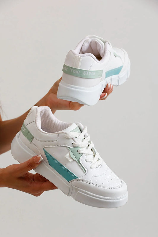 Leozen Ortopedik Taban Rahat Günlük Beyaz Yeşil Kadın Sneaker