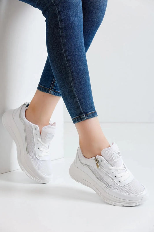 Juliet Fermuarlı Konforlu Beyaz Kadın Sneaker