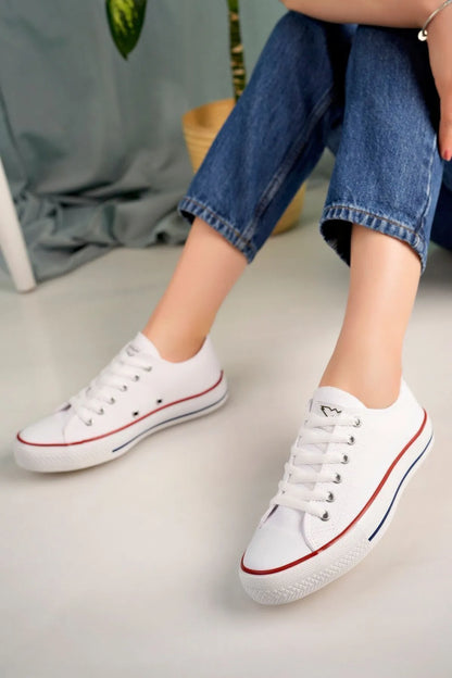 Cnvrs Casual Converse Style White Linen Women's Sneakers