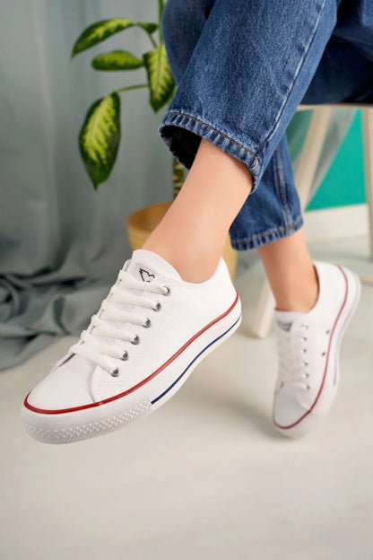 Cnvrs Casual Converse Style White Linen Women's Sneakers