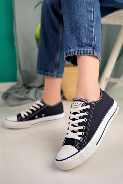 Cnvrs Casual Converse Style Navy Linen Women's Sneakers