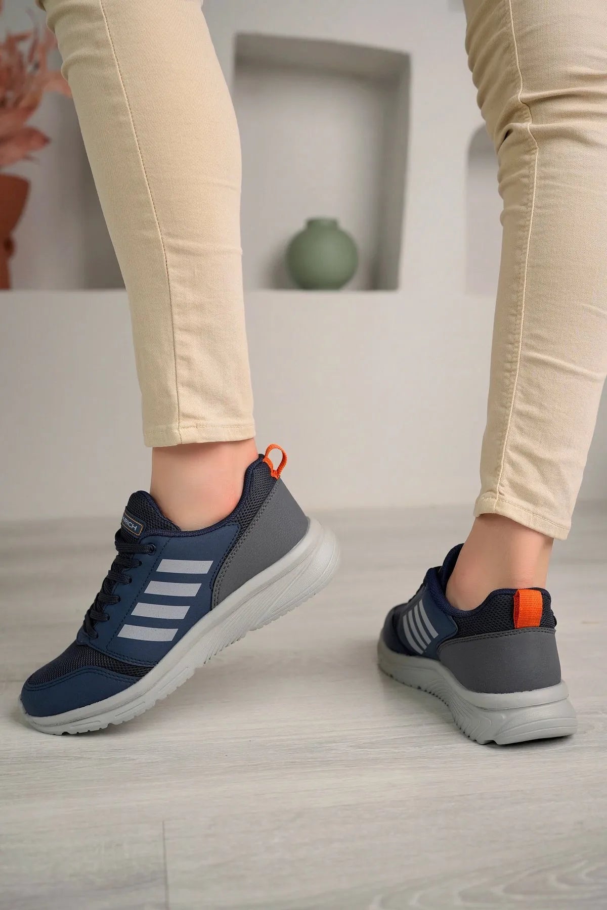Four Orthopedic Sole Comfortable Women's Navy Sports Shoes