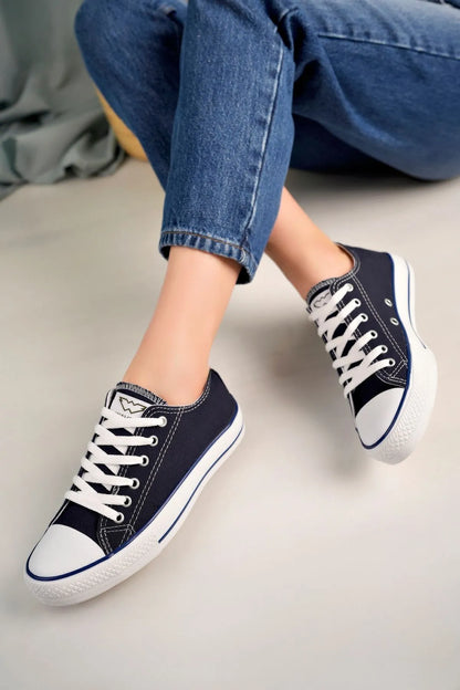 Cnvrs Casual Converse Style Navy Linen Women's Sneakers