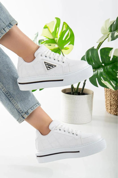Zera Premium Orthopedic White Laced Women's Sneaker