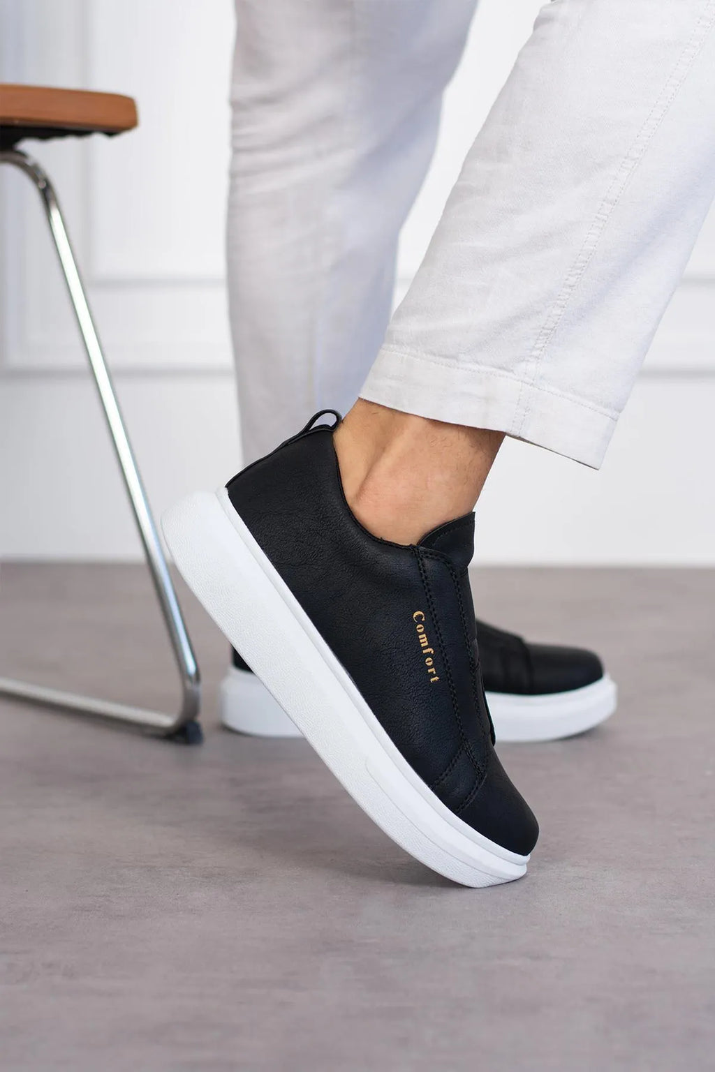 Comfort 109 Double Band Men's Black White Sports Shoes Casual Sneaker