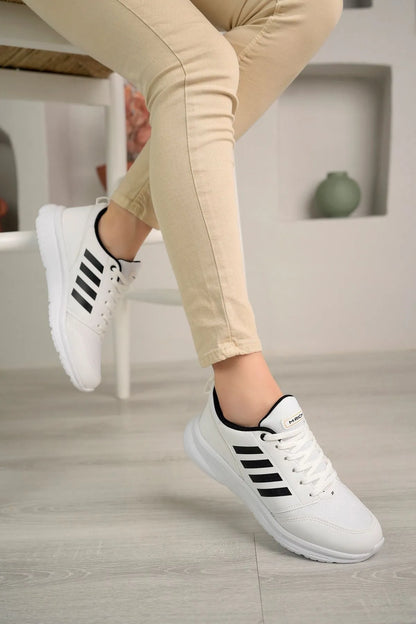 Four Orthopedic Sole Comfortable Women's White Sneakers