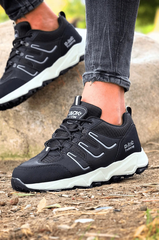 J24 Waterproof Erkek Trekking Outdoor Spor Ayakkabı Siyah Beyaz