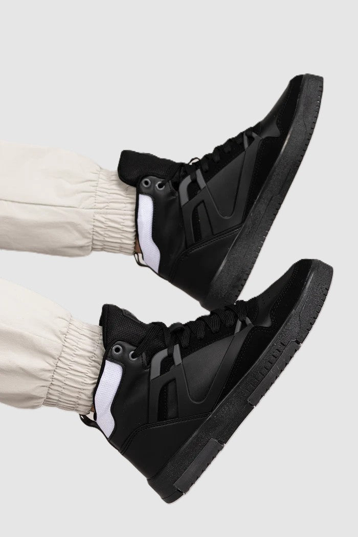 2263 Premium Erkek Comfort Boğazlı Basket Sneaker Bot Siyah